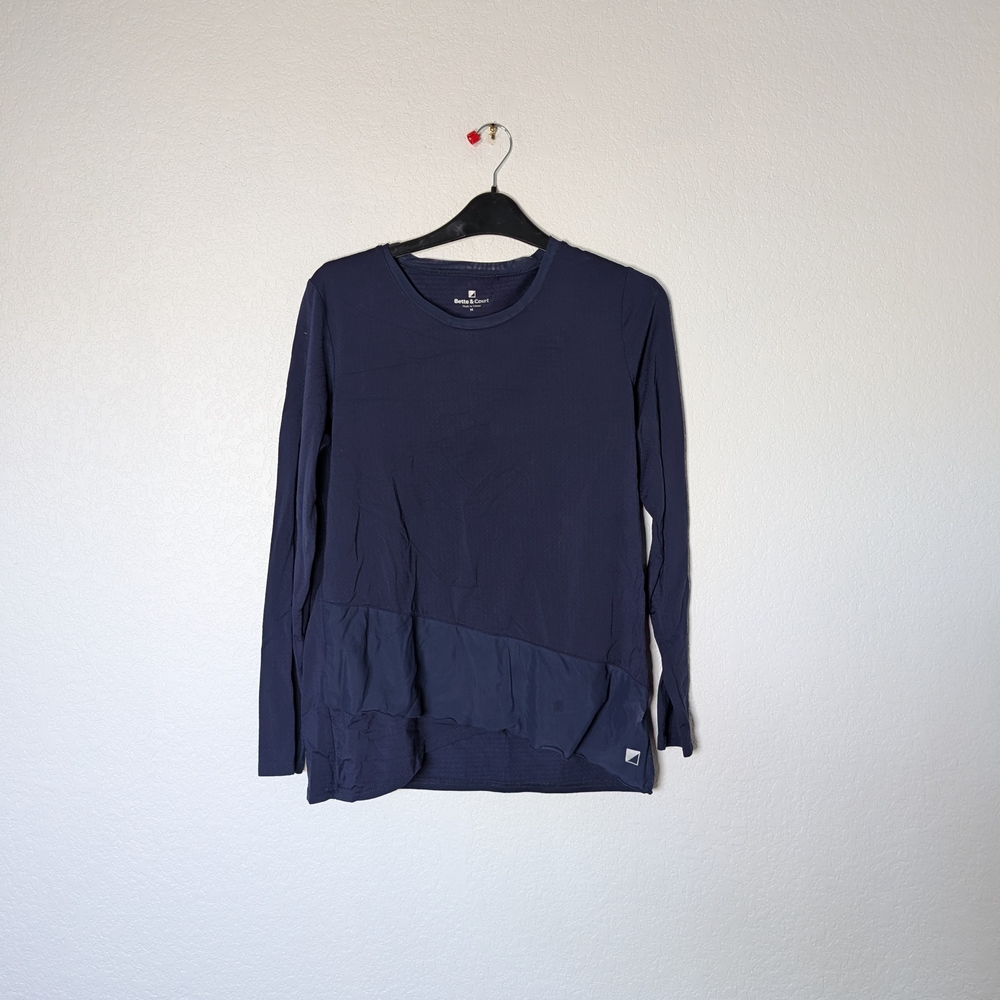 Bette & Court Women's Navy Long-Sleeve Layered Hem Top